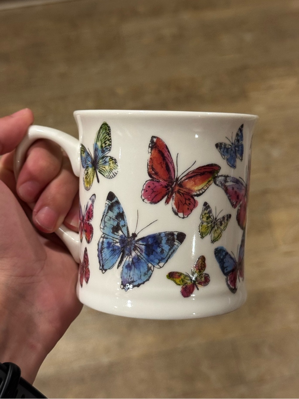 NEW Cooksmart England Fine China Butterfly Print White Ceramic Coffee Mug - Picture 2 of 4
